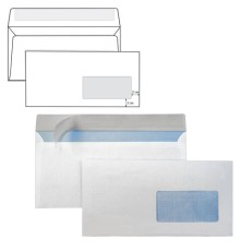 Конверты E65 (110х220 мм) ПРАВОЕ ОКНО, отрывная лента, 80 г/м2, КОМПЛЕКТ 1000 шт., внутренняя запечатка Е65.03СО