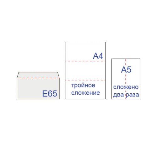 Конверты E65 (110х220 мм) ПРАВОЕ ОКНО, отрывная лента, 80 г/м2, КОМПЛЕКТ 1000 шт., внутренняя запечатка Е65.03СО