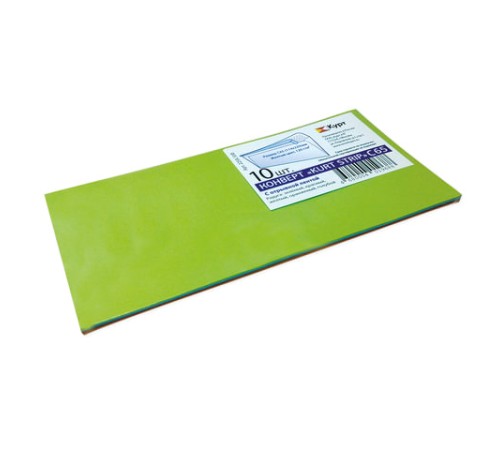 Конверты С65 (114х229 мм) АССОРТИ 5 ЦВЕТОВ, отрывная лента, 120 г/м2, КОМПЛЕКТ 10 шт., европодвес, 225А.10