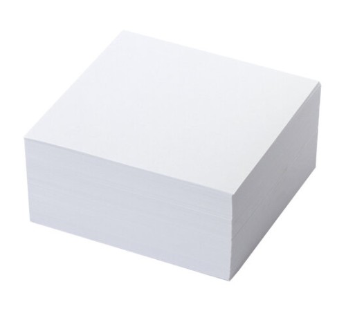 Блок для записей STAFF в подставке прозрачной, куб 9х9х5 см, белый, белизна 90-92%, 129193