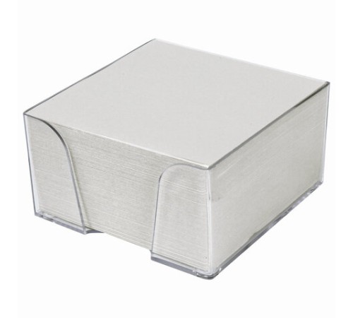 Блок для записей STAFF в подставке прозрачной, куб 9х9х5 см, белый, белизна 70-80%, 129194