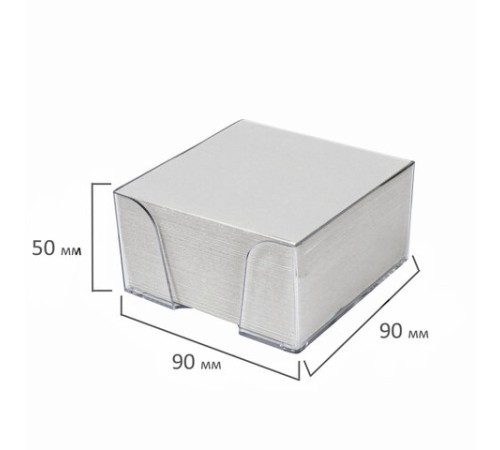 Блок для записей STAFF в подставке прозрачной, куб 9х9х5 см, белый, белизна 70-80%, 129194