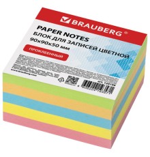 Блок для записей BRAUBERG проклеенный, 9х9х5 см, цветной, 129199