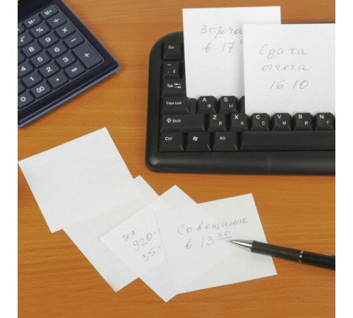 Блок для записей STAFF в подставке прозрачной, куб 9х9х9 см, белый, белизна 90-92%, 129201