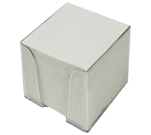 Блок для записей STAFF в подставке прозрачной, куб 9х9х9 см, белый, белизна 70-80%, 129202