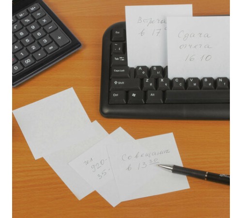 Блок для записей STAFF в подставке прозрачной, куб 9х9х9 см, белый, белизна 70-80%, 129202