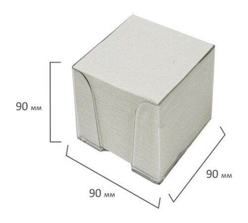 Блок для записей STAFF в подставке прозрачной, куб 9х9х9 см, белый, белизна 70-80%, 129202