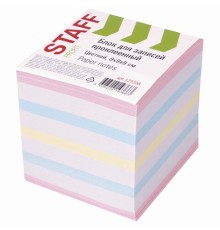 Блок для записей STAFF проклеенный, куб 9х9х9 см, цветной, чередование с белым, 129208