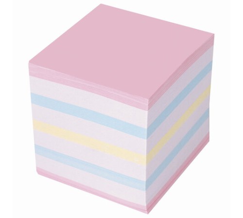 Блок для записей STAFF проклеенный, куб 9х9х9 см, цветной, чередование с белым, 129208