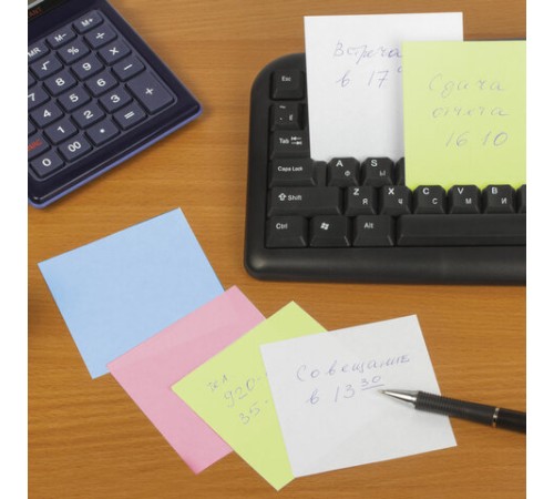 Блок для записей STAFF проклеенный, куб 9х9х9 см, цветной, чередование с белым, 129208