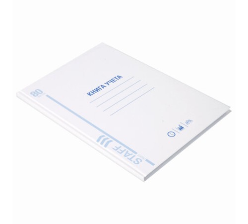 Книга учета 80 л., клетка, твердая, глянцевая, блок офсет, А4 210х265 мм, STAFF, 130071