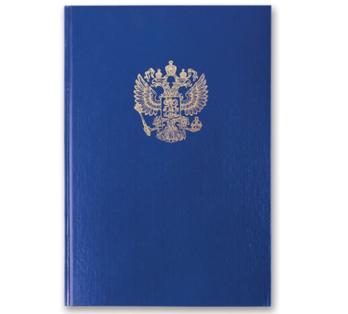 Книга учета 96 л., клетка, твердая, бумвинил, офсет, герб, А4 (200х290 мм), BRAUBERG, синяя, 130141