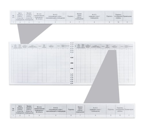 Журнал приема и сдачи ключей, 50 л., картон, на гребне, А4 (204х290 мм), 2338