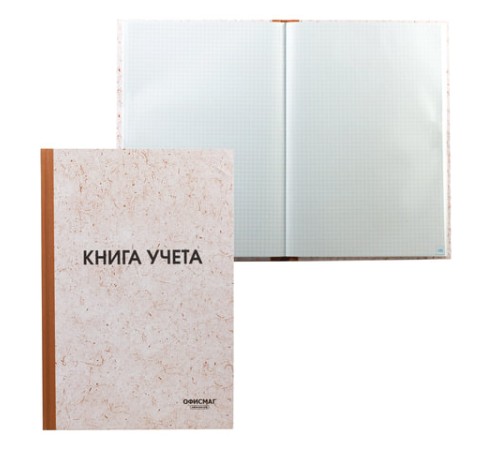 Книга учета 96 л., клетка, твердая, типографский блок, нумерация, А4 200х290 мм, ОФИСМАГ, 130176