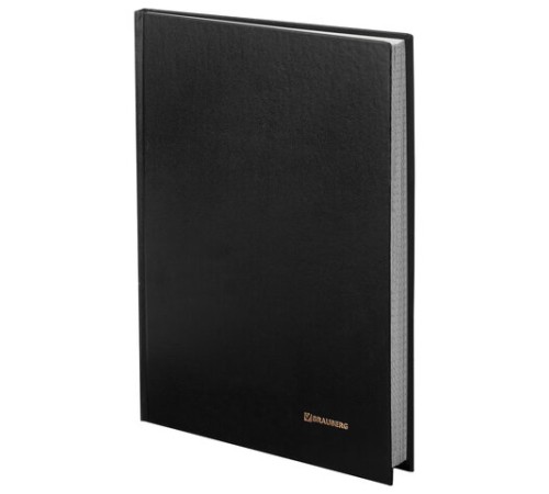 Книга учета 96 л., клетка, твердая, бумвинил, блок офсет, А4 200х290 мм, BRAUBERG, черная, 130223