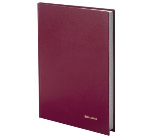 Книга учета 96 л., клетка, твердая, бумвинил, блок офсет, А4 200х290 мм, BRAUBERG, бордовая, 130224