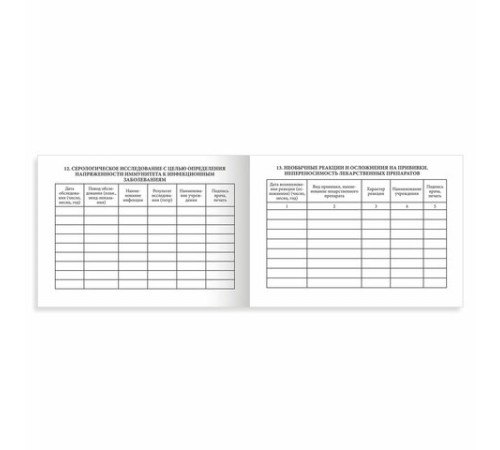 Сертификат о профилактических прививках (Форма № 156/у-93), 12 л., А6 95x140 мм, STAFF, 130253