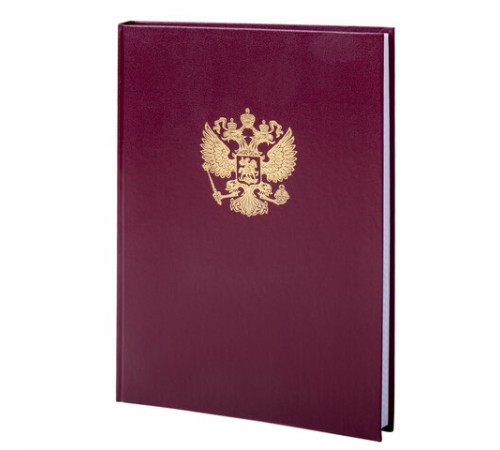 Книга учета 96 л., клетка, твердая, бумвинил, офсет, герб, А4 (200х290 мм), BRAUBERG, бордовая, 130276