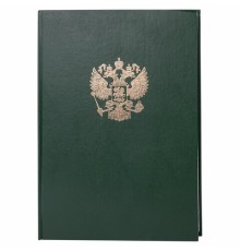 Книга учета 96 л., клетка, твердая, бумвинил, офсет, герб, А4 (200х290 мм), BRAUBERG, зеленая, 130277