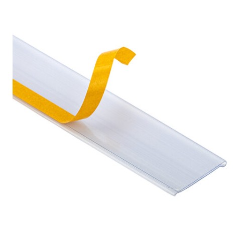 Ценникодержатели полочные самоклеящиеся прозрачные 1250 мм, КОМПЛЕКТ 10 шт., DBR39, 197302