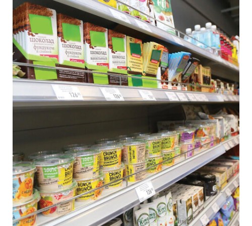 Ценникодержатели полочные самоклеящиеся прозрачные 1250 мм, КОМПЛЕКТ 10 шт., DBR39, 197302