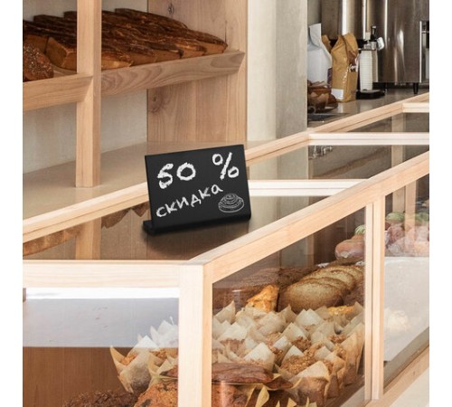 Ценник L-образный для мелового маркера A6 (10,5x14,8 см), КОМПЛЕКТ 10 шт., ПВХ, ЧЕРНЫЙ, BRAUBERG, 291295