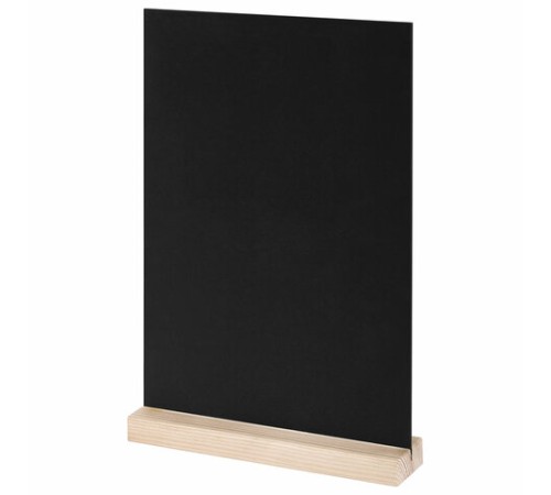 Табличка меловая настольная А4, вертикальная, на деревянной подставке, ПВХ, черная, BRAUBERG, 291298