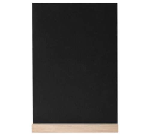 Табличка меловая настольная А4, вертикальная, на деревянной подставке, ПВХ, черная, BRAUBERG, 291298
