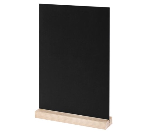 Табличка меловая настольная А5, вертикальная, на деревянной подставке, ПВХ, черная, BRAUBERG, 291299