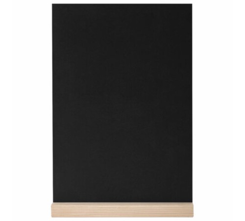 Табличка меловая настольная А5, вертикальная, на деревянной подставке, ПВХ, черная, BRAUBERG, 291299