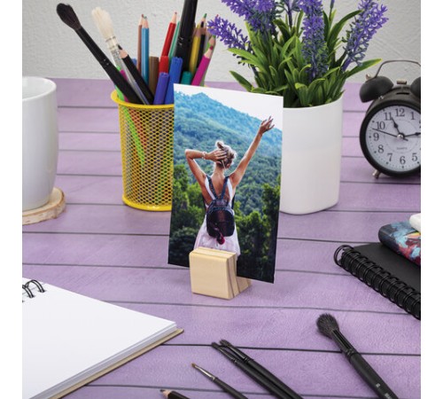 Ценникодержатель деревянный (ценники, реклама, фото) 3,5х3,5х3,5 см, КОМПЛЕКТ 6 шт., BRAUBERG, 291311