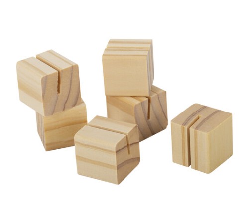 Ценникодержатель деревянный (ценники, реклама, фото) 3,5х3,5х3,5 см, КОМПЛЕКТ 6 шт., BRAUBERG, 291311