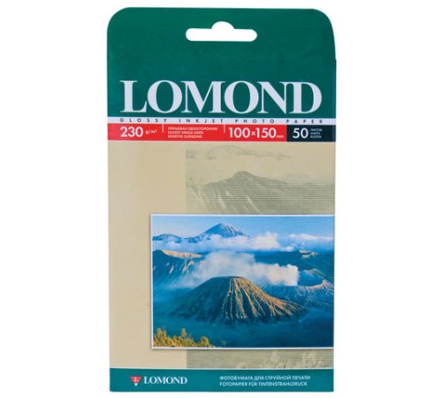Фотобумага глянцевая, 10х15 см, 230 г/м2, односторонняя, 50 листов, LOMOND, 0102035