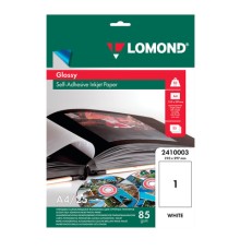 Фотобумага САМОКЛЕЯЩАЯСЯ глянцевая, А4, 85 г/м2, 25 листов, LOMOND, 2410003
