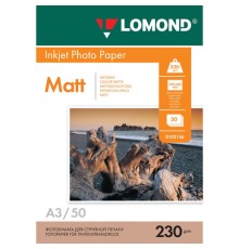 Фотобумага матовая БОЛЬШОГО ФОРМАТА, A3, 230 г/м2, односторонняя, 50 листов, LOMOND, 0102156
