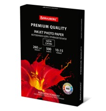 Фотобумага PREMIUM сатин, 10х15 см, 260 г/м2, односторонняя, 500 листов, BRAUBERG, 364002