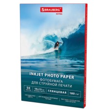 Фотобумага глянцевая, 10х15 см, 180 г/м2, односторонняя, 50 листов, BRAUBERG EXTRA, 364473