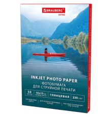 Фотобумага глянцевая, 10х15 см, 230 г/м2, односторонняя, 50 листов, BRAUBERG EXTRA, 364474
