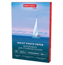 Фотобумага глянцевая, 10х15 см, 260 г/м2, односторонняя, 50 листов, BRAUBERG EXTRA, 364475
