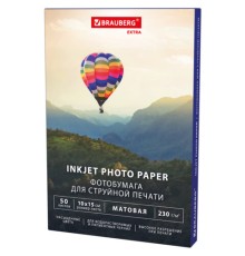 Фотобумага матовая, 10х15 см, 230 г/м2, односторонняя, 50 листов, BRAUBERG EXTRA, 364484