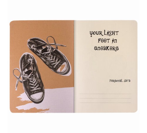 Тетрадь 40 л. в клетку обложка КРАФТ, бежевая бумага 70 г/м2, сшивка, А5 (147х210 мм), SNEAKERS, BRAUBERG, 403759