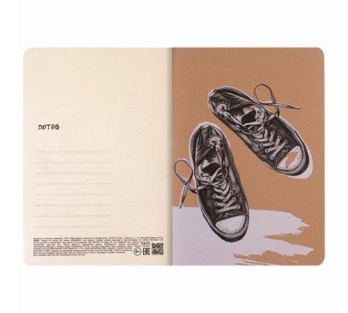 Тетрадь 40 л. в клетку обложка КРАФТ, бежевая бумага 70 г/м2, сшивка, А5 (147х210 мм), SNEAKERS, BRAUBERG, 403759