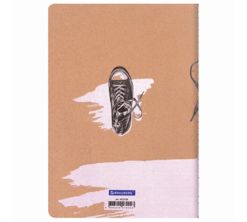 Тетрадь 40 л. в клетку обложка КРАФТ, бежевая бумага 70 г/м2, сшивка, А5 (147х210 мм), SNEAKERS, BRAUBERG, 403759