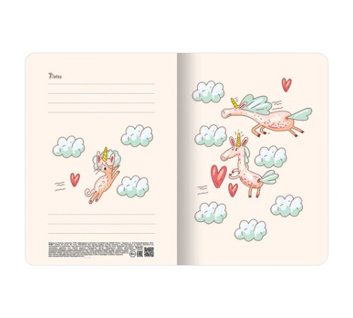 Тетрадь 60 л. в точку обложка SoftTouch, бежевая бумага 70 г/м2, сшивка, В5 (179х250 мм), ЕДИНОРОЖКИ, BRAUBERG, 403827