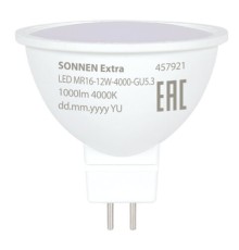 Лампа светодиодная SONNEN EXTRA, 12 (110) Вт, GU5.3, софит, нейтральный белый, 30000 ч, LED MR16-GU5.3-12W-4000, 457921