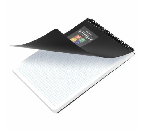 Блокнот А5 80 л., спираль пластиковая, обложка пластик, клетка, BRAUBERG 