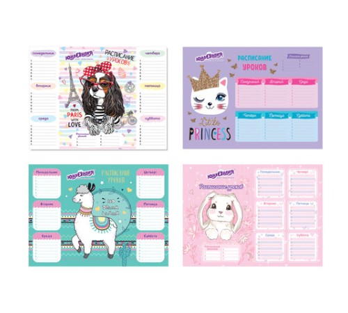 Расписание уроков и звонков А4, ЮНЛАНДИЯ, 