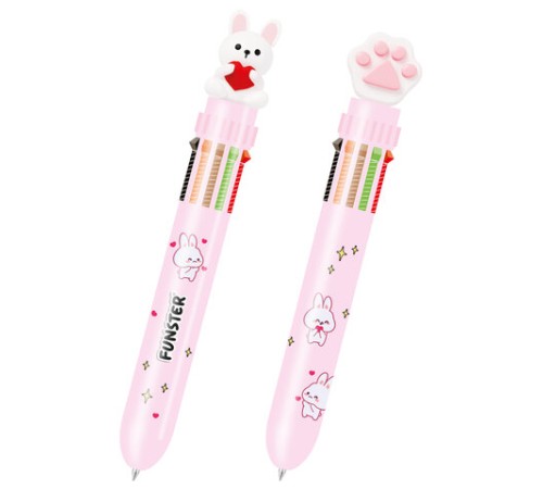 Ручка многоцветная с топпером шариковая автоматическая 10 ЦВЕТОВ FUNSTER 