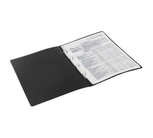 Папка на 4 кольцах БОЛЬШОГО ФОРМАТА А3, ВЕРТИКАЛЬНАЯ, 30 мм, черная, 0,8 мм, BRAUBERG 