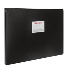 Папка на 4 кольцах БОЛЬШОГО ФОРМАТА А3, ГОРИЗОНТАЛЬНАЯ, 30 мм, черная, 0,8 мм, BRAUBERG 